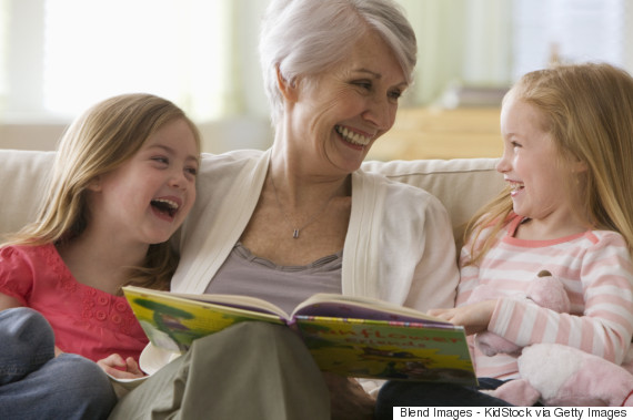 grandparents reading to grandchildren