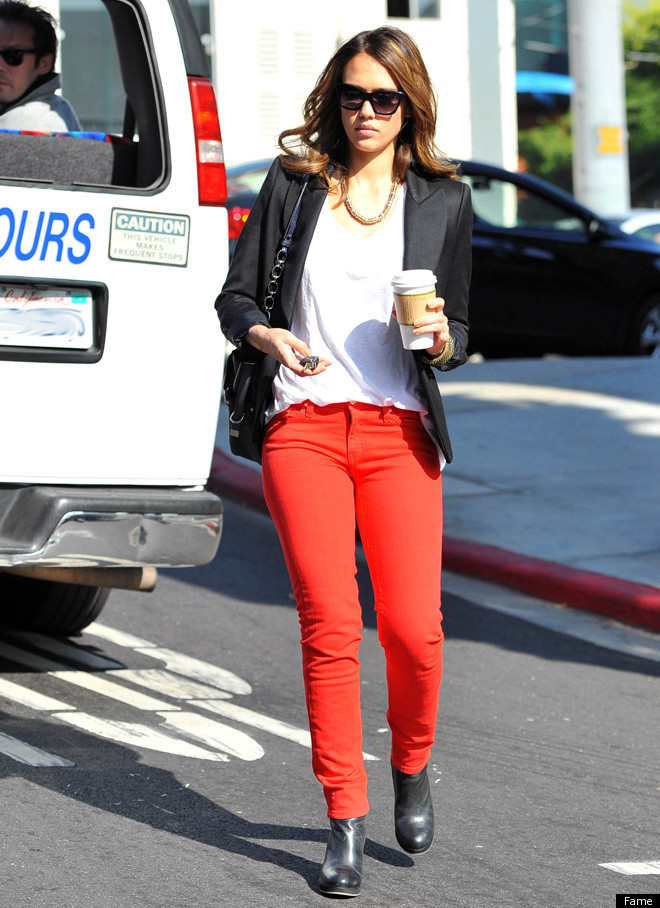 Jessica Alba's Red Pants: Look Of The Day | HuffPost