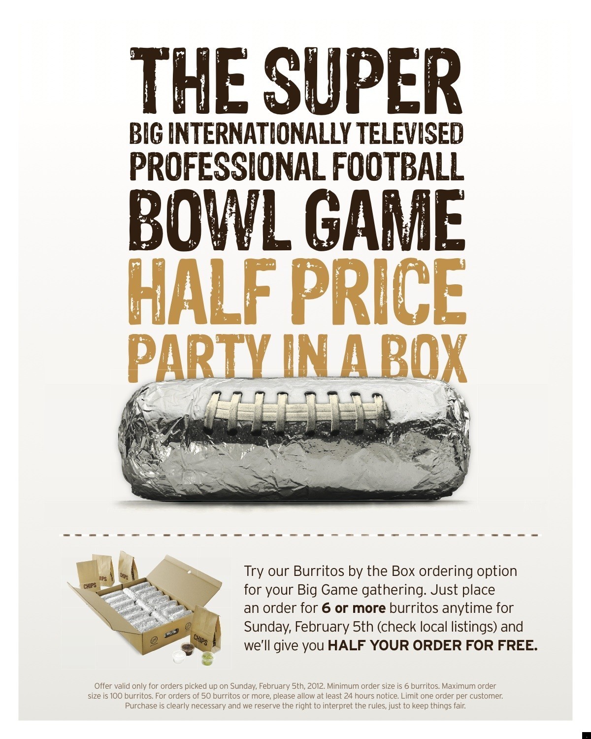 Chipotle Super Bowl Promotion Will Give Football Fans Half Off Burritos