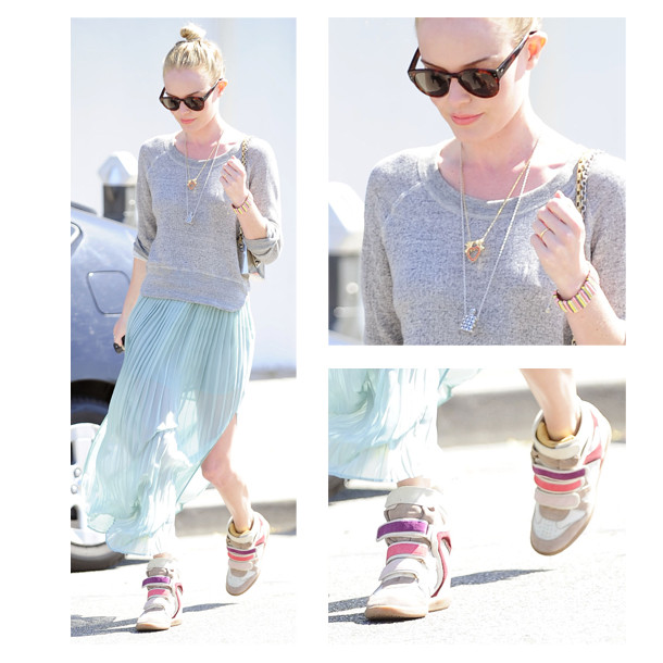 Kate Bosworth Isabel Marant coat Tommy Hilfiger pants Prada Top