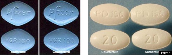 Identifying authentic vs. fake prescription pills; Counterfeit