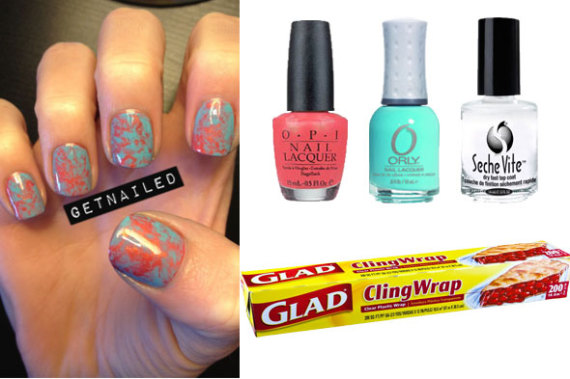 diy nail art saran wrap manicure