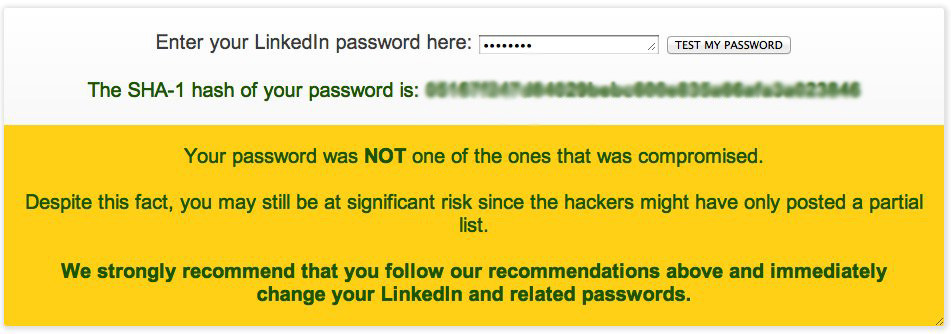 linkedin password hack check