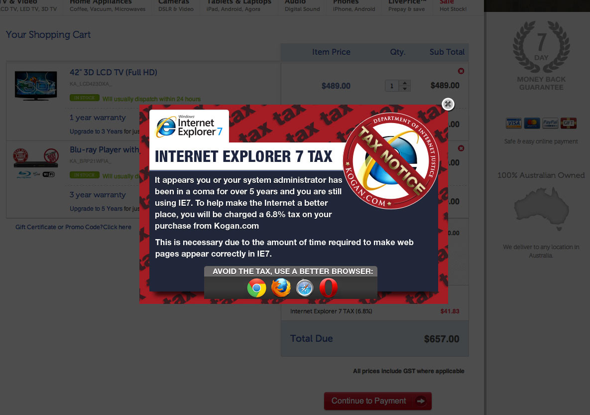 internet explorer 7 tax kogan