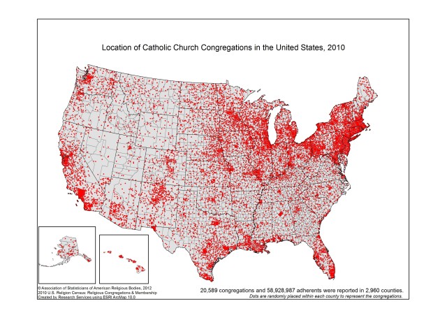 Catholic Population By State Map Most And Least Catholic States In America Photos Huffpost Religion