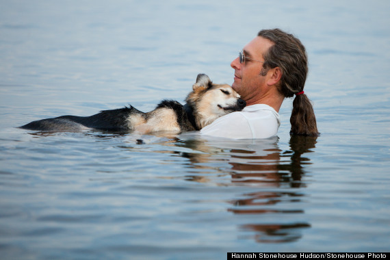 man dog lake suprerior photo