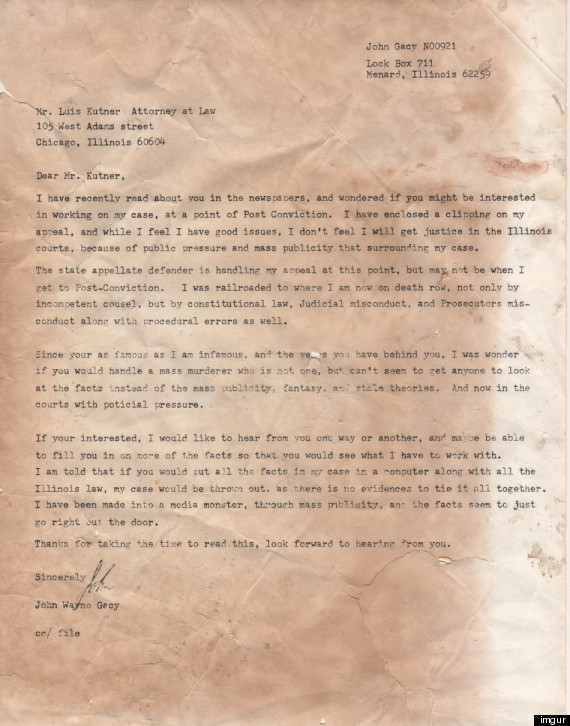 John Wayne Gacy Letter Serial Killers Note To Amnesty International Co Founder Discovered