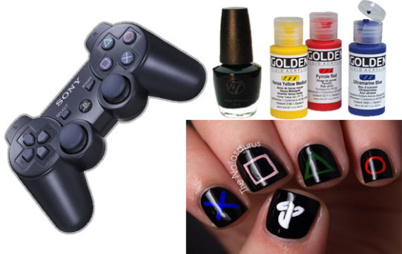 diy nail art playstation manicure