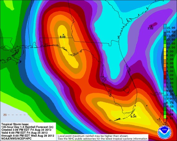 isaac rainfall projection florida