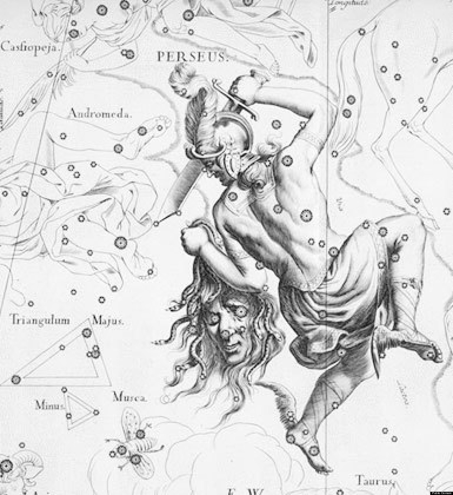 Созвездие Персей на карте звездного неба