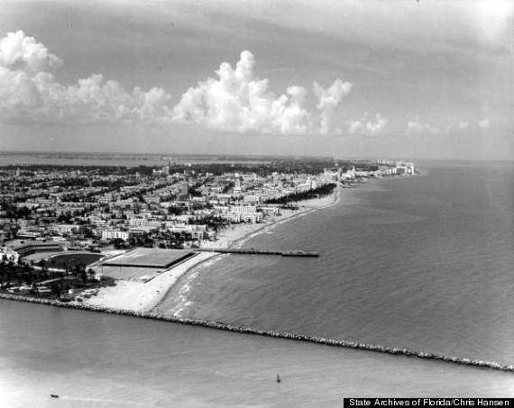 aerial 1964 miami beach south beach