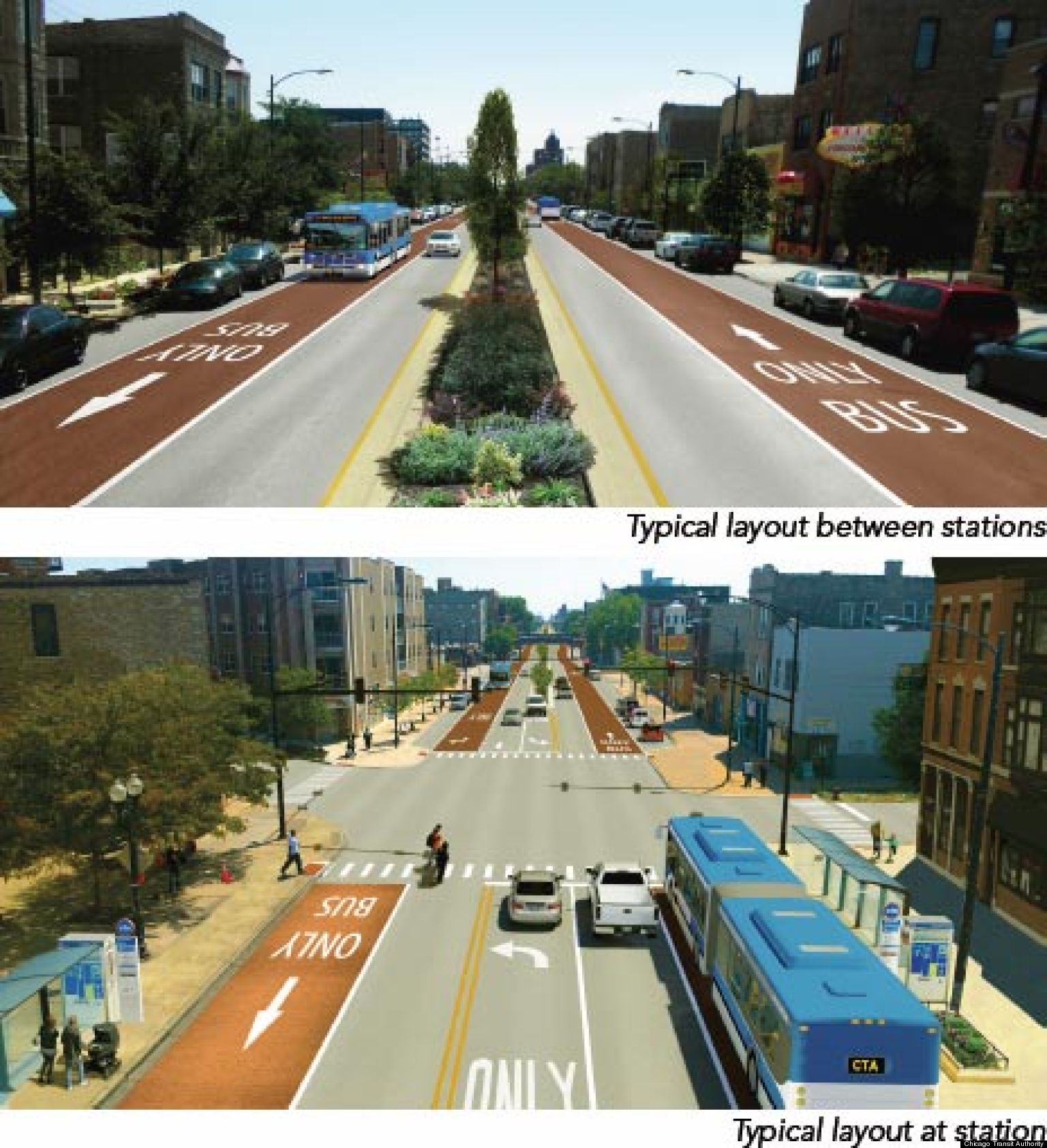 Chicago Rapid Bus Lanes: First Designs For Ashland And Western Revealed ...