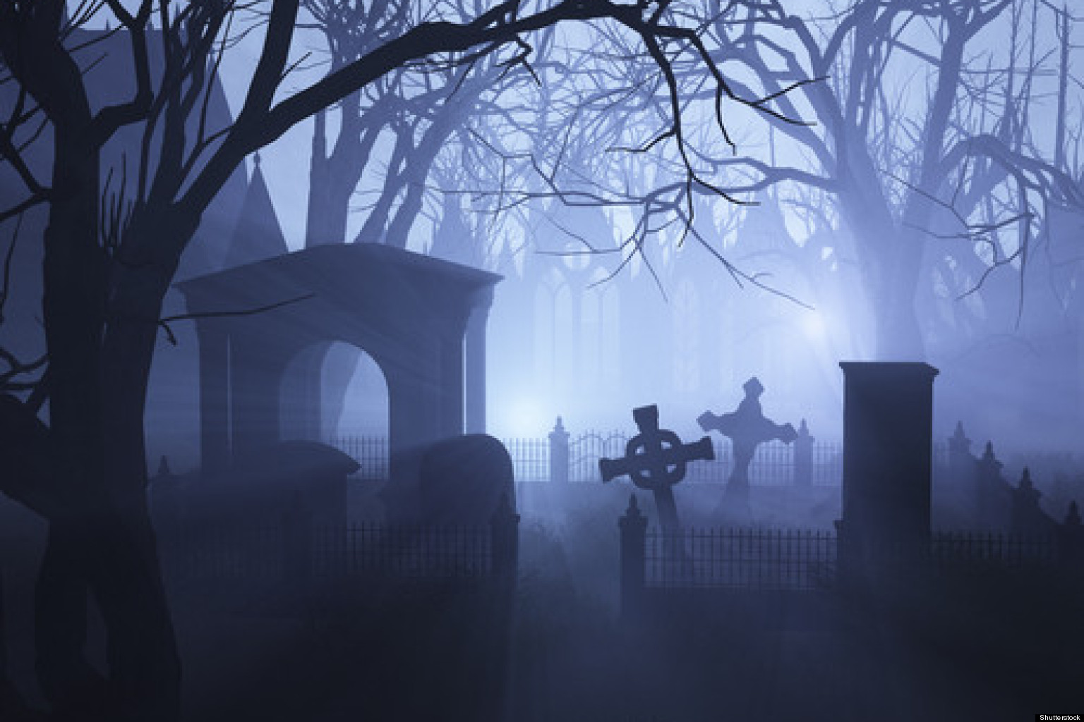 Spooky Cemetery At Night