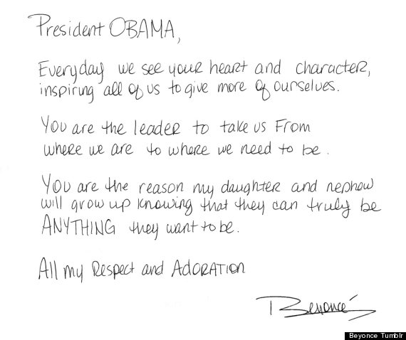 beyonce obama letter