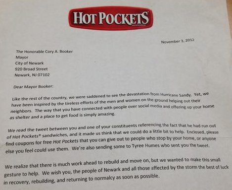 cory booker hot pockets