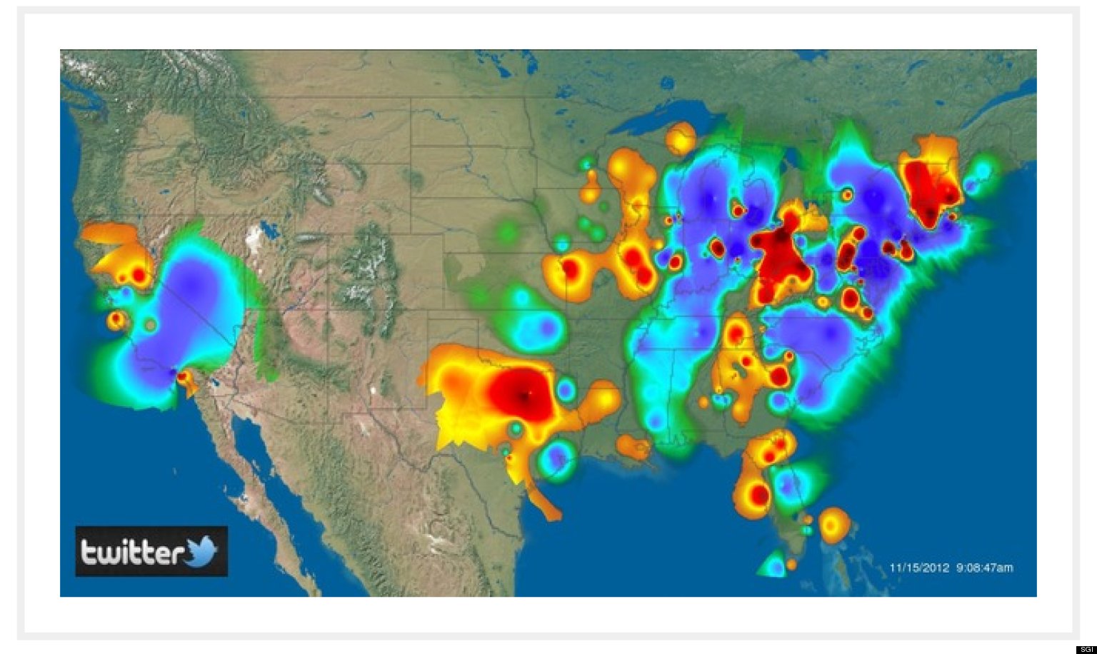 SGI Twitter Heat Map: Supercomputer Shows Where Angriest Tweeters Live ...