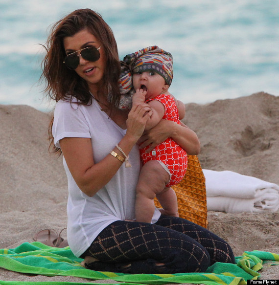 Cute pics! Kourtney Kardashian and baby Penelope's day at the beach