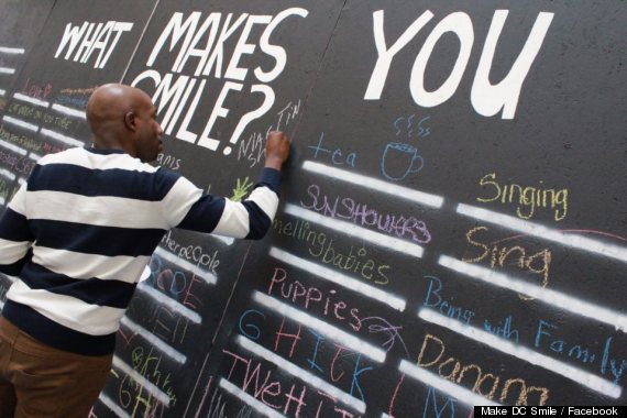 what makes you smile chalk mural