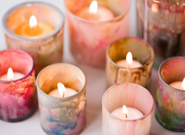painted votive candle holders