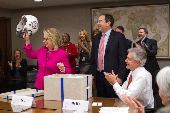 hillary clinton football helmet