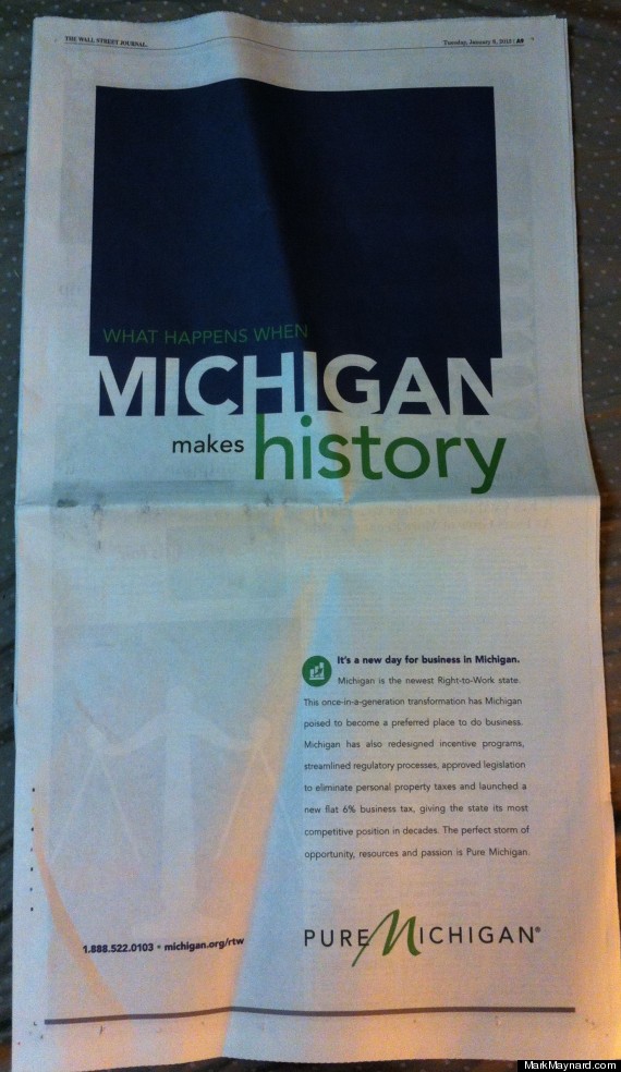 pure michigan right to work ad wall street journal