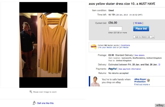 ebay yellow skater dress