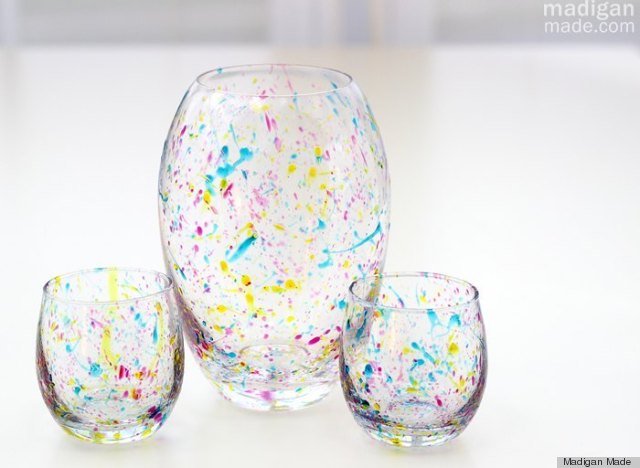 paint splattered vase