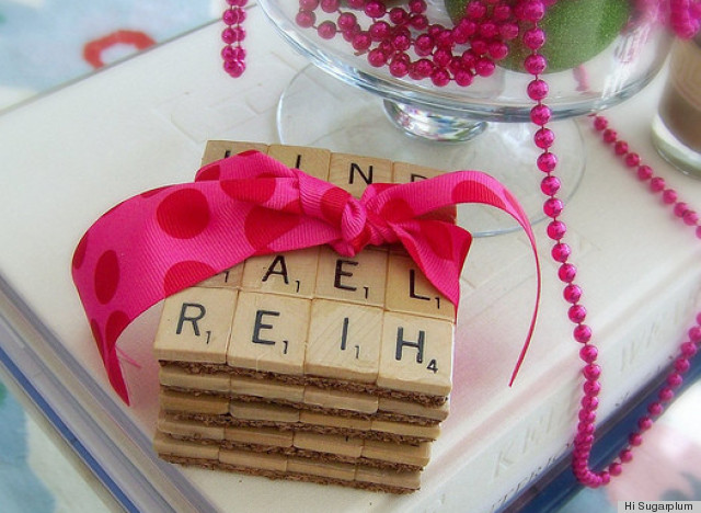 scrabble tile coasters