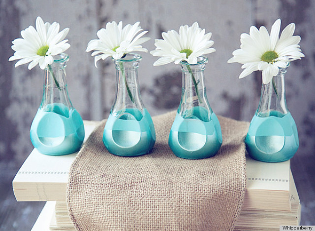 paint dipped bud vases