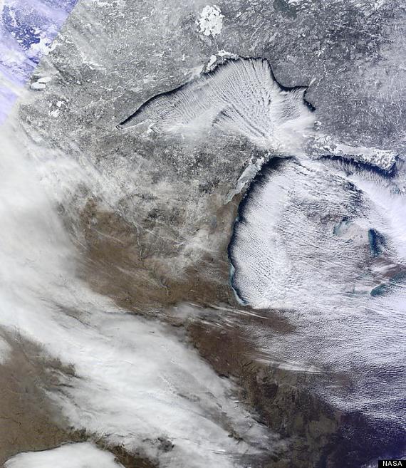 great lakes nasa photo michigan snow