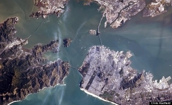 golden gate bridge from space