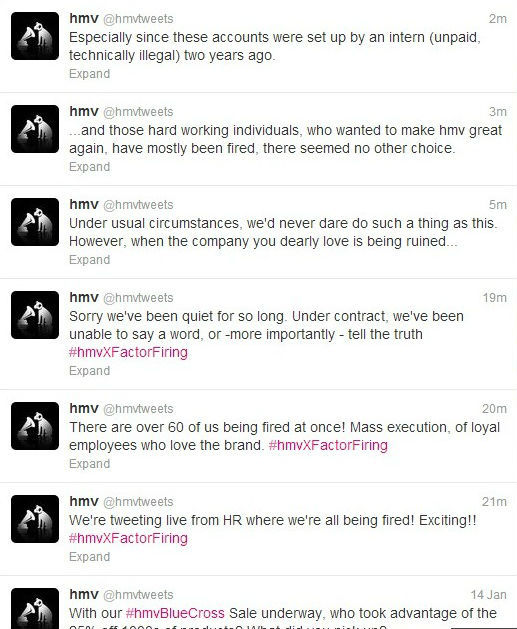 hmv twitter hijacked