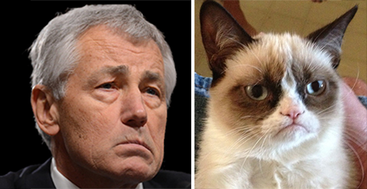 Chuck Hagel Turns Into Grumpy Cat During Senate Confirmation Hearing ...