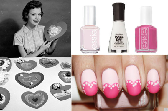 valentines nail art collage