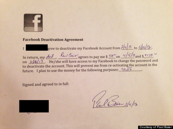 quit facebook agreement