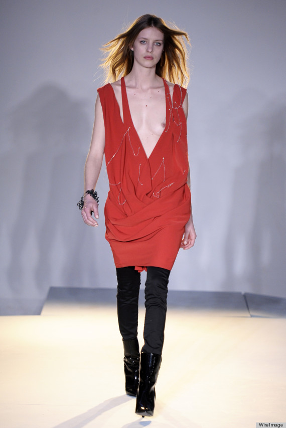Model Suffers Nip Slip On Runway At Edun Fashion Week Show (NSFW