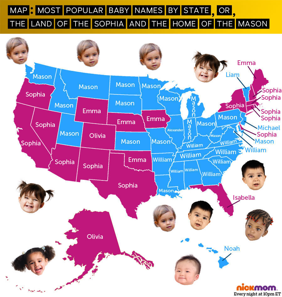 Map Most Popular Baby Names By State HuffPost